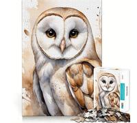 Rompecabezas de 1000 Piezas para Adolescentes con diseño de búho común Pintado en Acuarela Juguete Decorativo de Corte preciso para ejercitar la Mente Juego de Paz Regalo Divertido de Navidad 38x52cm