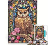 Rompecabezas de 1000 Piezas para Adolescentes con diseño de búho de Cristal, Juego práctico, Ideal para Pasar el Tiempo en casa, cumpleaños y Navidad 38x26cm
