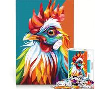 Rompecabezas de 1000 Piezas para Adolescentes con diseño de Cabeza de Gallo Colorida Estilo Pop Art, Juego Educativo, Ideal para Reducir el estrés, cumpleaños 50x75cm