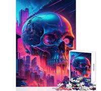 Rompecabezas de 1000 Piezas para Adolescentes con diseño de Calavera Cyberpunk Que Brilla en la Oscuridad Juegos relajantes Actividades Familiares y Juguetes antiestrés Que fortalecen el Amor Entre