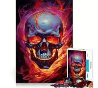 Rompecabezas de 1000 Piezas para Adolescentes con diseño de Calavera en Llamas,Ajuste, Juego Divertido y de Ocio,decoración navideña para Pared (50x75cm)