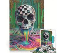 Rompecabezas de 1000 Piezas para Adolescentes con diseño de Calavera psicodélica Juego Educativo Ideal para Reducir el estrés cumpleaños 50x75cm