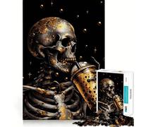 Rompecabezas de 1000 Piezas para Adolescentes con diseño de Calavera y té de Burbujas,Juego de Bordes limpios,Juguete de Desarrollo cognitivo,Juego de Entretenimiento,decoración navideña,Regalo