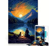 Rompecabezas de 1000 Piezas para Adolescentes con diseño de Campamento y Perro en Pixel Art Juego Divertido para concentrarse,Relajarse y Jugar Regalo Ideal para cumpleaños (38x26cm)