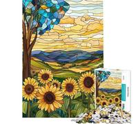 Rompecabezas de 1000 Piezas para Adolescentes con diseño de Campo de Girasoles en vidrieras Ideal para Juegos educativos Juguete desafiante para Juegos educativos Obra de Arte difícil