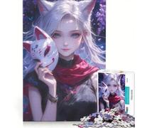 Rompecabezas de 1000 Piezas para Adolescentes con diseño de Chica con máscara de Zorro de Anime, Ideal para Decorar la Pared, Mejorar la Memoria cumpleaños y Navidad 50x75cm