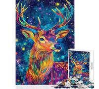 Rompecabezas de 1000 Piezas para Adolescentes con diseño de Ciervo Vibrante y Galaxia Juguete para Adultos decoración de Pared Ideal para la diversión Familiar y como Regalo para Amigos y Familiares