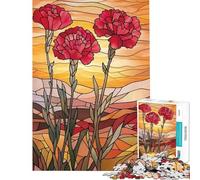 Rompecabezas de 1000 Piezas para Adolescentes con diseño de claveles de vidrieras Juguete Intelectual y Relajante Ideal para Parejas Regalo Divertido (tamaño 50x75cm)