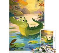 Rompecabezas de 1000 Piezas para Adolescentes con diseño de cocodrilo en un Estanque Rompecabezas Educativo de 1000 Piezas Regalos de cumpleaños Ideales para Parejas (50x75cm)