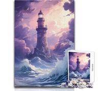 Rompecabezas de 1000 Piezas para Adolescentes con diseño de Faro Rosa, Divertido Juego cognitivo de Aprendizaje, reflexivo, tamaño 38x52cm