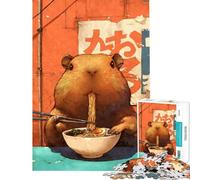 Rompecabezas de 1000 Piezas para Adolescentes con diseño de Fideos Ramen de Capibara Juego Educativo Juguetes didácticos Regalo Ideal para Aprender a Hacer Arte Corte de precisión (tamaño 38x52cm)