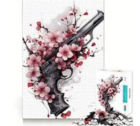 Rompecabezas de 1000 Piezas para Adolescentes con diseño de Flor de Cerezo,Arma,Corte Afilado,Manualidades,Ejercicio Mental,diversión,Tiempo de Relax,Juego,Actividad de cumpleaños (38x52cm)