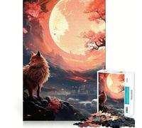 Rompecabezas de 1000 Piezas para Adolescentes con diseño de Flor de Cerezo,Lobo y Animales Arte de Corte Limpio Rompecabezas de lógica Juego de Ocio Regalo de cumpleaños (38x26cm)