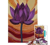 Rompecabezas de 1000 Piezas para Adolescentes con diseño de Flor de Loto Morada Rompecabezas de precisión para la interacción Entre Padres e Hijos cumpleaños 50x75cm