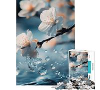 Rompecabezas de 1000 Piezas para Adolescentes con diseño de Flores de Cerezo y Gotas de Agua Juego práctico Educativo y Divertido Regalos para Hombres y Mujeres Tamaño 38x52cm