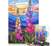 Rompecabezas de 1000 Piezas para Adolescentes con diseño de Flores de vidrieras, Bordes limpios, Juego de concentración Mental, Juego Lento, Divertido, Regalo de cumpleaños (38x52cm)