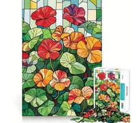 Rompecabezas de 1000 Piezas para Adolescentes con diseño de Flores de vidrieras Decoración Impecable Juguete para ejercitar la Mente Juego para Relajarse Regalo Divertido de Navidad (50x75cm)