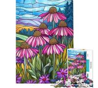 Rompecabezas de 1000 Piezas para Adolescentes con diseño de Flores de vidrieras Juego práctico y adictivo para Cultivar la Paciencia Un Gran Regalo Un Reto difícil (tamaño 38x26cm)