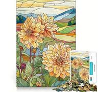 Rompecabezas de 1000 Piezas para Adolescentes con diseño de Flores de vitral, Bordes precisos, Arte, Entrenamiento Mental, Juego Divertido y Tranquilo, Regalo de cumpleaños (38x26cm)