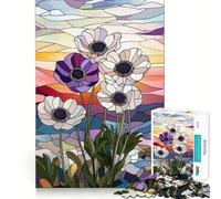 Rompecabezas de 1000 Piezas para Adolescentes con diseño de Flores de vitral decoración de Juntas ordenadas Juguete para ejercitar la Mente Juego para Relajarse Regalo Divertido de Navidad (38x26cm)