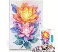 Rompecabezas de 1000 Piezas para Adolescentes con diseño de Flores en Acuarela y centros Luminosos Juego Educativo de Velocidad para Jugar a Las Manos Un desafío único 38x52cm