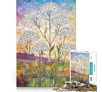 Rompecabezas de 1000 Piezas para Adolescentes con diseño de Flores Silvestres en vidrieras Arte de Corte preciso Juego Divertido para concentrarse Tiempo de Juego Relajante Regalo de cumpleaños