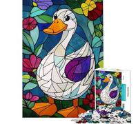 Rompecabezas de 1000 Piezas para Adolescentes con diseño de Ganso de vidriera Rompecabezas de 1000 Piezas para decoración del hogar Juguetes antiestrés (50x75cm)