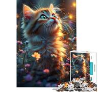 Rompecabezas de 1000 piezas para adolescentes con diseño de gatito floral caprichoso difícil y desafiante ideal para actividades familiares y decoración del hogar Juguete para mayores de 14 años Juego