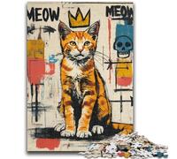 Rompecabezas de 1000 Piezas para Adolescentes con diseño de Gato Abstracto, desafiante, Divertido y Gracioso, con póster y Hoja de Trivia a Juego, 26x38cm