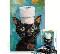 Rompecabezas de 1000 Piezas para Adolescentes con diseño de Gato con Sombrero de Papel higiénico,de la Serie Recall Power Serene Escape,con Bordes precisos, cumpleaños (38x52cm)