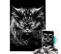 Rompecabezas de 1000 Piezas para Adolescentes con diseño de Gato de expresión cínica Actividades Divertidas en casa Decoración Juguetes antiestrés Apto para Mayores de 14 años (50x75cm)
