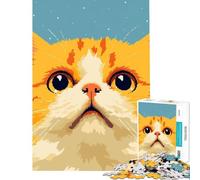 Rompecabezas de 1000 Piezas para Adolescentes con diseño de Gato y Cara Curiosa en Pixel Art Juego práctico y Educativo Juguetes de Aprendizaje Regalos Divertidos y con Humor para Hombres y Mujeres