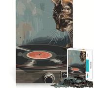 Rompecabezas de 1000 Piezas para Adolescentes con diseño de Gato y música,Arte de Bordes precisos,Actividad Mental Inteligente,Juego para Pasar un rato Agradable,Regalo de cumpleaños (38x26cm)