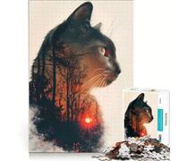 Rompecabezas de 1000 Piezas para Adolescentes con diseño de Gato y Naturaleza, Ideal para armar o Decorar, con Piezas de Formas aleatorias Que encajan Perfectamente 50x75cm
