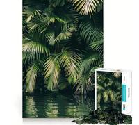 Rompecabezas de 1000 Piezas para Adolescentes con diseño de Hojas de Palmera Tropical y Agua de Corte preciso para desarrollar la Agilidad Mental y para Disfrutar Momento de Juego Tranquilo