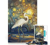 Rompecabezas de 1000 Piezas para Adolescentes con diseño de la Hermosa Garza de Klimt Decoración con Corte preciso Juguete para ejercitar la Mente Juego de Paz Regalo Divertido de Navidad (50x75cm)