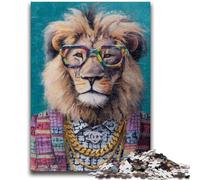 Rompecabezas de 1000 Piezas para Adolescentes, con diseño de león, difícil y desafiante, con póster a Juego y Hoja de Trivia para niños de 14 años, 50x75cm