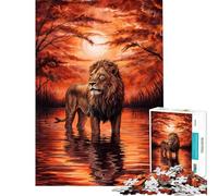 Rompecabezas de 1000 Piezas para Adolescentes con diseño de león pintando un Amanecer Rompecabezas para Adultos Juguete Decorativo para Pared Arte de Pared cumpleaños y Navidad