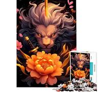 Rompecabezas de 1000 Piezas para Adolescentes con diseño de león samurái Ideal para cumpleaños y Navidad Juego Familiar para Mayores de 14 años Incluye Rompecabezas de 38x26cm