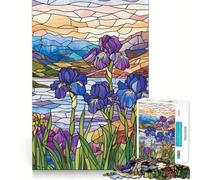 Rompecabezas de 1000 Piezas para Adolescentes con diseño de Lirios de vidrieras Ideal para ejercitar la Mente, Jugar y Relajarse Regalo Divertido de Navidad (38x52cm)