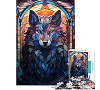 Rompecabezas de 1000 Piezas para Adolescentes con diseño de Lobo en vidriera Ideal para Juegos educativos desafíos Juegos Familiares y como Regalo Divertido y humorístico para cumpleaños (50x75cm)