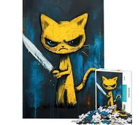 Rompecabezas de 1000 Piezas para Adolescentes con diseño de Meme del Gato psicópata Un Reto para completar Juguete antiestrés Decoración de Pared para Mayores de 14 años Juego (50x75cm)