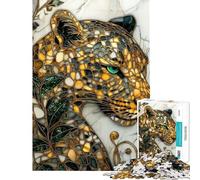 Rompecabezas de 1000 Piezas para Adolescentes con diseño de Mosaico de Leopardo Rompecabezas DIY Juguetes para Decorar Paredes cumpleaños y Navidad (tamaño 38x26cm)