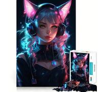 Rompecabezas de 1000 Piezas para Adolescentes con diseño de Mujer y Gato,Juego de Entrenamiento cognitivo,Ajuste Compacto para Disfrutar en Familia (38x52cm)