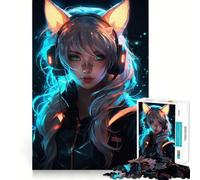Rompecabezas de 1000 Piezas para Adolescentes con diseño de Mujer y Gato,Juego de Entrenamiento cognitivo,Ajuste Compacto para Disfrutar en Familia (38x52cm)