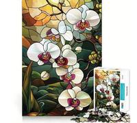 Rompecabezas de 1000 Piezas para Adolescentes con diseño de orquídea de vitral, Arte de Corte preciso, Juego Divertido para concentrarse, Tiempo de Juego Relajante, Regalo de cumpleaños (50x75cm)