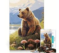 Rompecabezas de 1000 Piezas para Adolescentes con diseño de Oso,Estilo Vintage,Corte Suave,Arte,Juego Mental,Regalo,Tiempo de Juego Relajante,Navidad,Arte de Ocio (38x52cm)