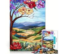 Rompecabezas de 1000 Piezas para Adolescentes con diseño de Paisaje de vidrieras, Arte de Corte preciso, Juego Divertido para concentrarse, Tiempo de Juego Relajante, Regalo de cumpleaños (38x26cm)