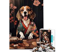 Rompecabezas de 1000 Piezas para Adolescentes con diseño de Perro Beagle y Comida Japonesa Juego Educativo Juguetes didácticos Regalo Ideal para Aprender a Hacer Arte Corte de precisión (50x75cm)