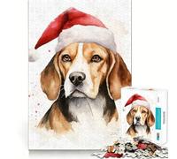 Rompecabezas de 1000 Piezas para Adolescentes con diseño de Perro Beagle y Gorro de Papá Noel Juego desarrollar la coordinación cognitiva Regalo Ideal para Relajarse y divertirse